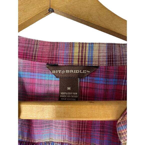 Bit & Bridle Size Medium Shirt Plaid Tunic Popover Top Tartan Western Wear - Picture 7 of 7